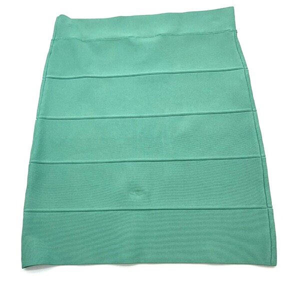 BCBG Bandage Skirt Womens Medium Maxazaria Bodycon Green Stretch Knit Tight Y2K - Picture 8 of 8